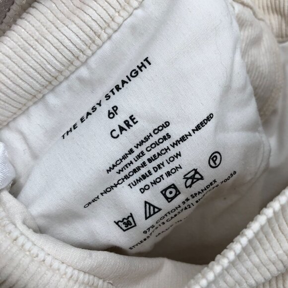 Ann Taylor Easy Straight Corduroy Pants Womens 6P Ivory High Rise Relaxed - Picture 9 of 10